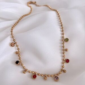 Multicolored CZ 18k Gold over Stainless Steel Necklace